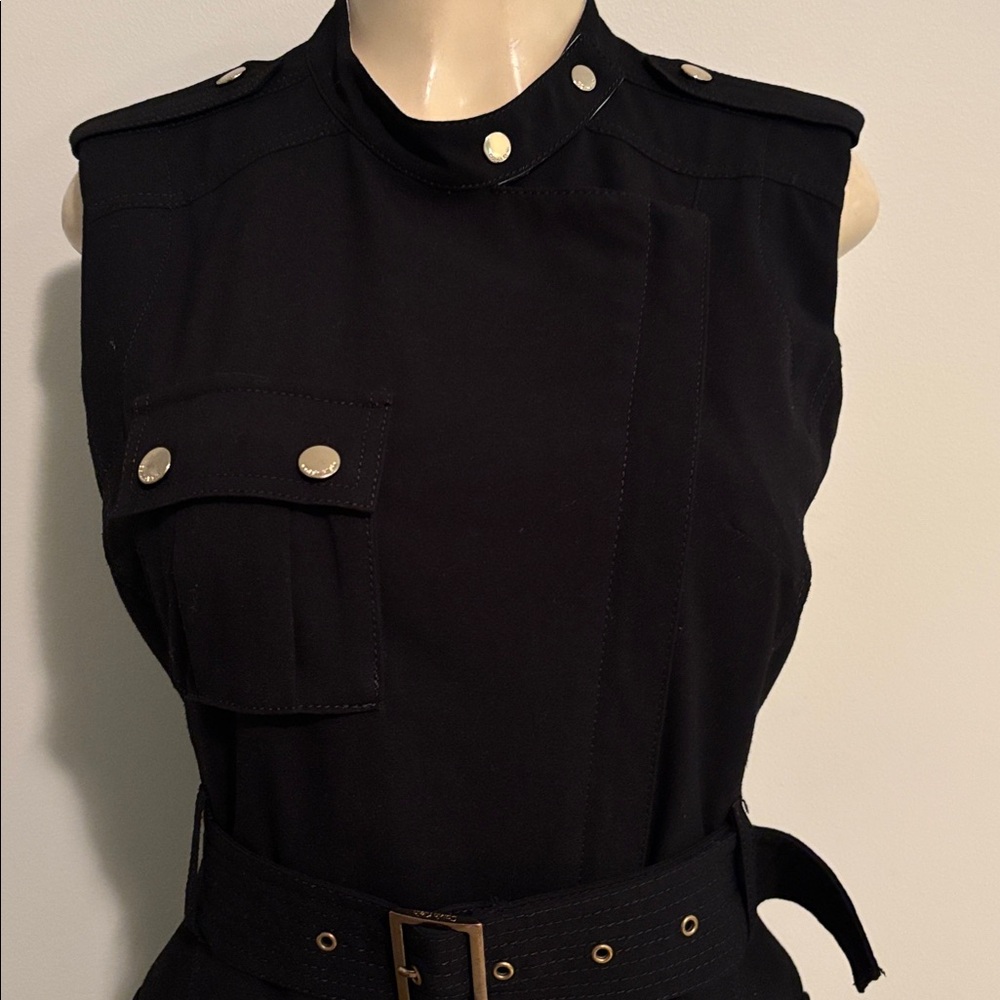 Calvin Klein black luxe exposed zip belted utility dress size 8 - Picture 4 of 9